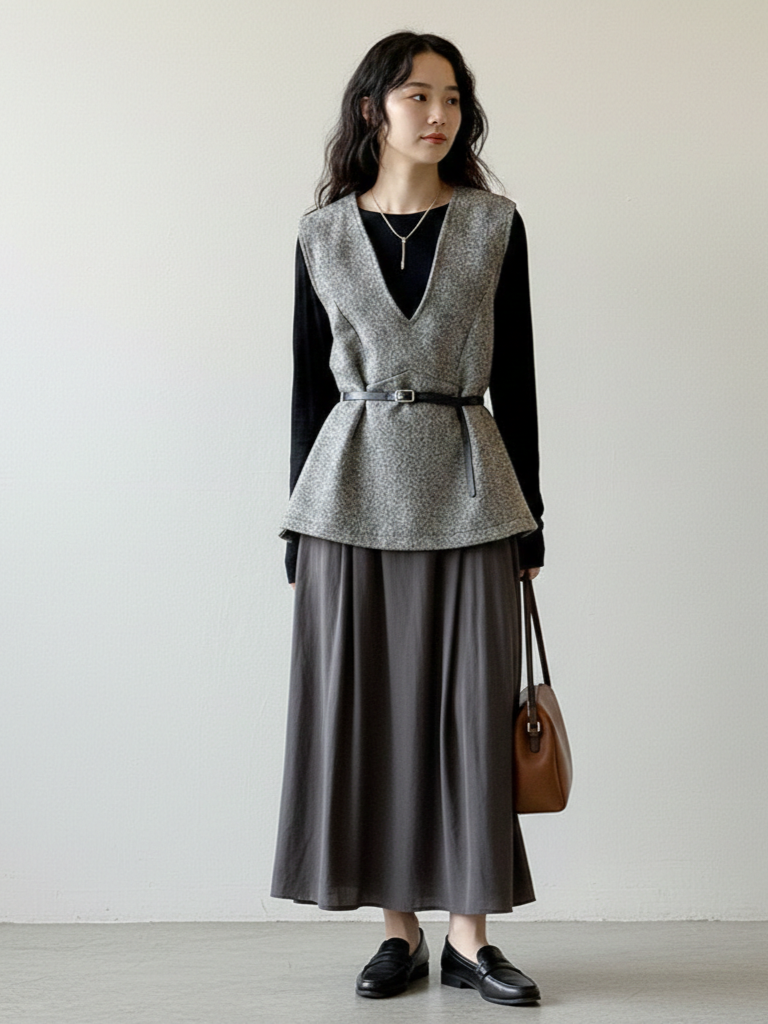 💕新品上架【梨花瑪雅】經典時尚修身V領馬甲背心附皮帶上衣💖💖