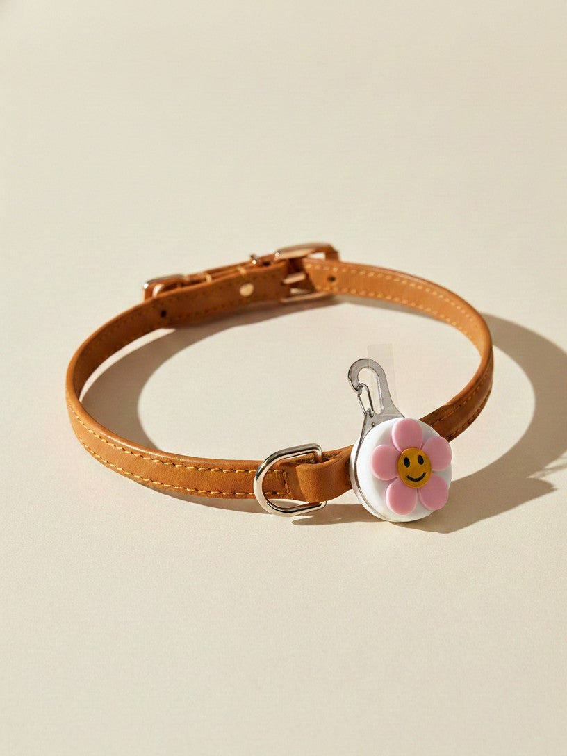 韓國💖可換電池貓咪狗狗寵物照明笑臉小花LED燈三段式牽繩項圈掛飾(4色) 韓國連線