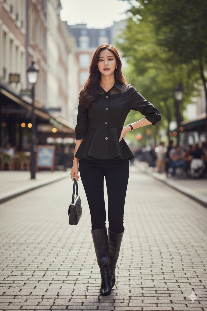 💖新品上架【梨花瑪雅】自訂款韓國設計挺感絕美透膚傘擺經典修身襯衫(三色)限量販售