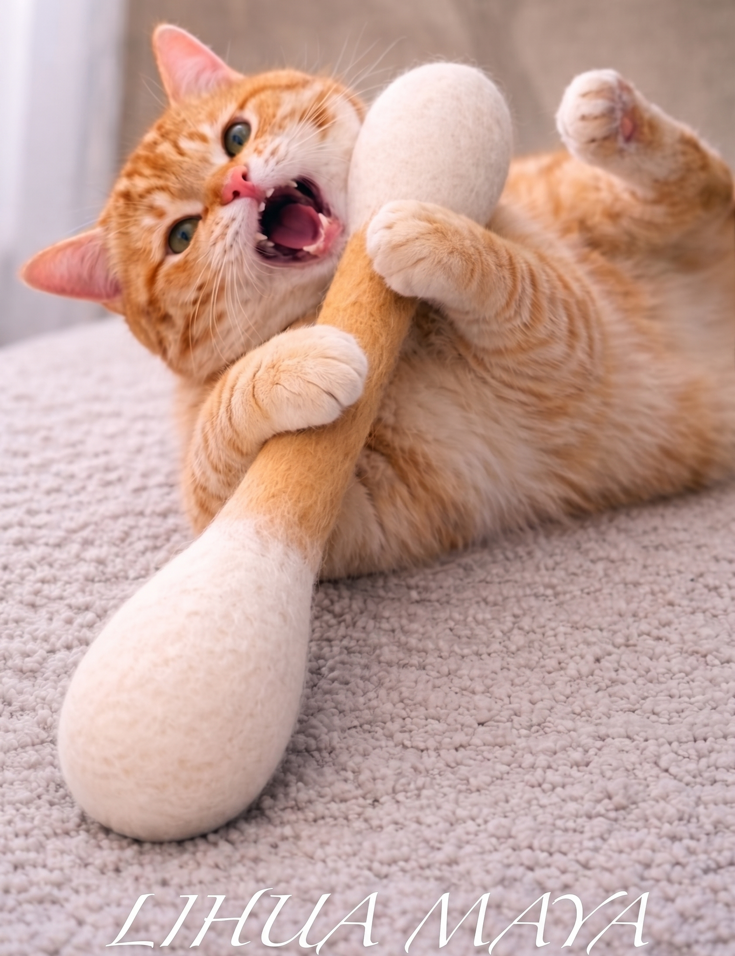 韓國🔥爆紅升級版【LIHUA MAYA】獨家販售 雙種貓薄荷巨型棉花棒｜100%羊毛手工製作 貓咪玩具