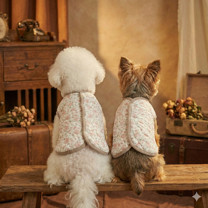 💜新品上架【梨花娘】✈️南大門復古風韓星也瘋狂1980年代爆紅玫瑰小碎花鋪棉背心寵物服飾(兩色)