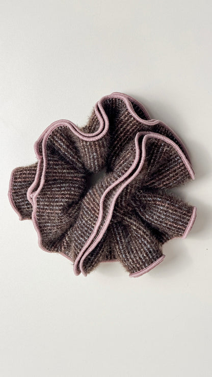 😍新品上架【梨花娘】手工製雙層格紋毛呢氣質高級感花瓣鬆弛感大髮圈(2色) 韓國連線