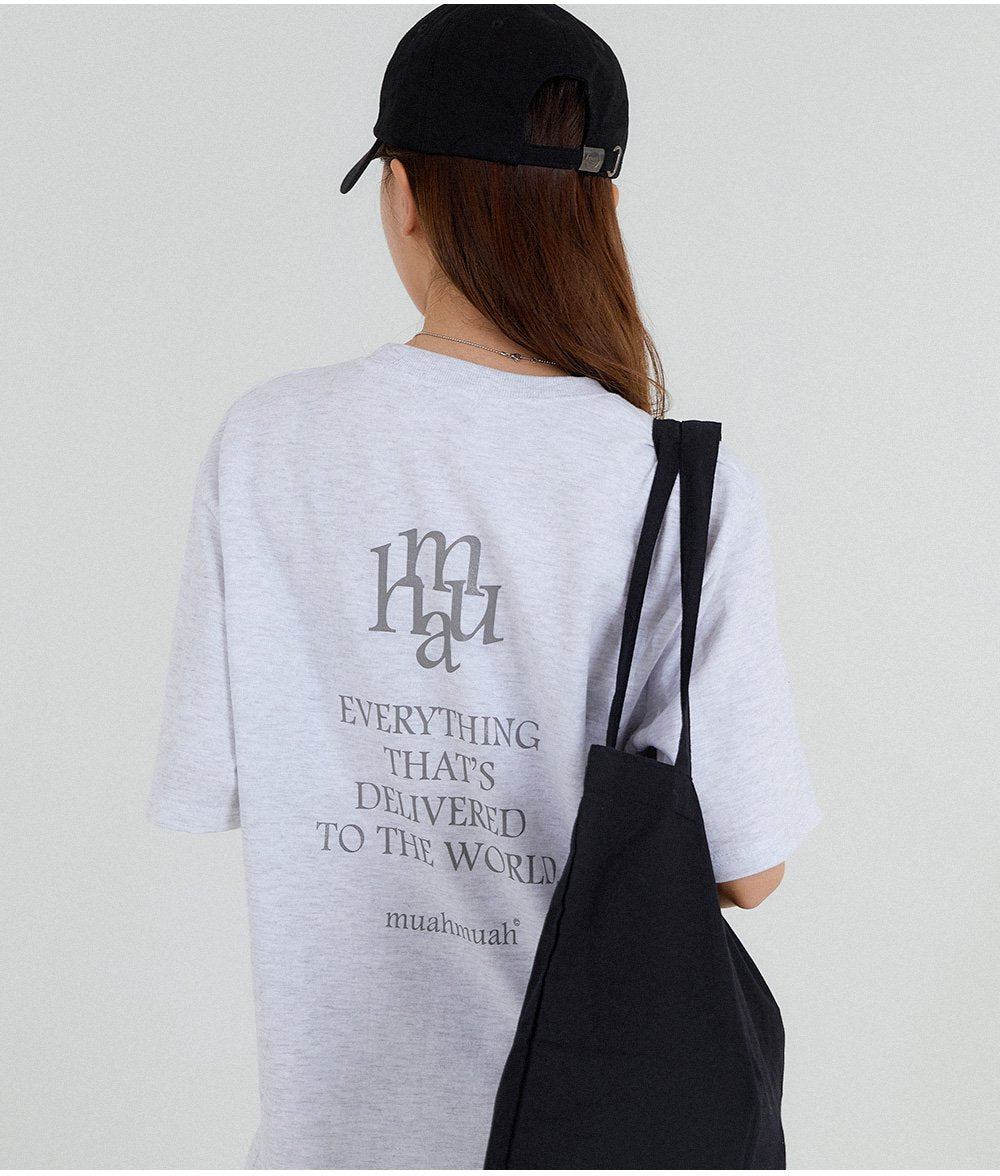 Korean muahmuah text pattern logo short-sleeved T-shirt (in stock + pre-order)