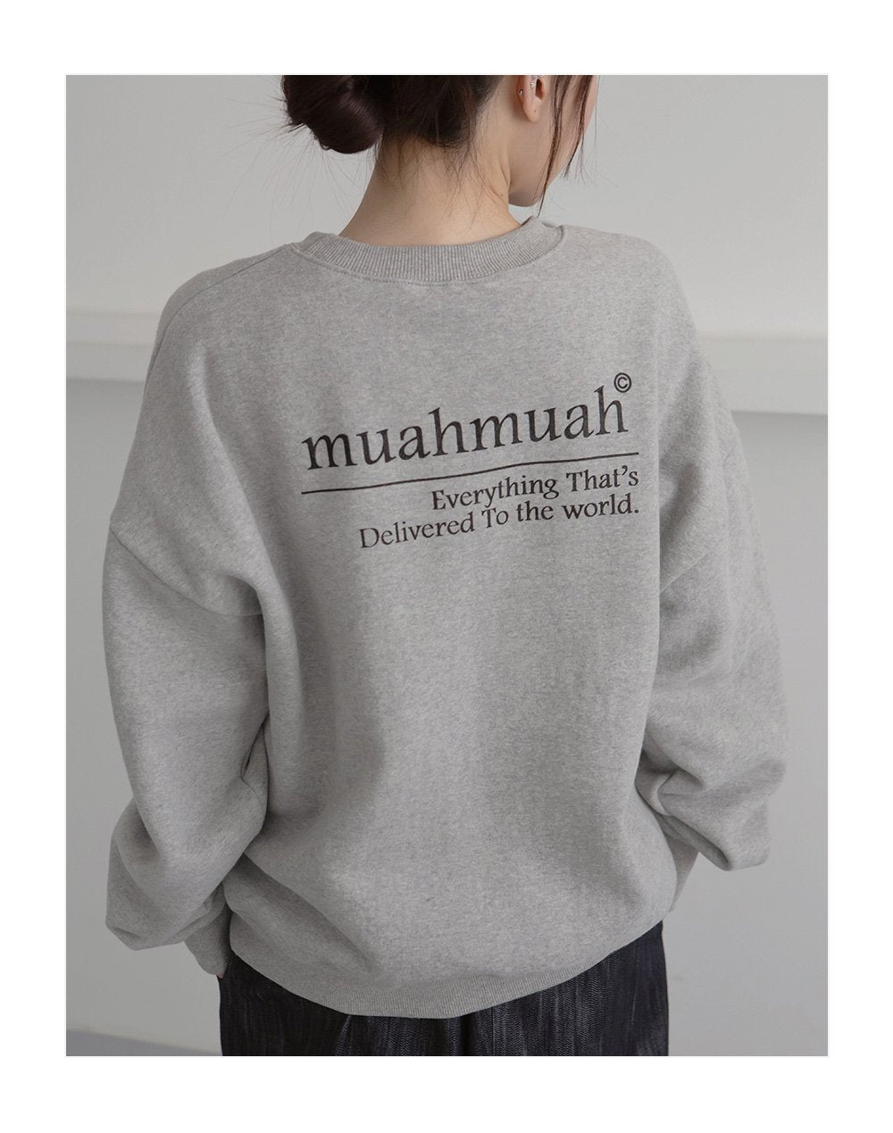 韓國 muahmuah 字母 LOGO 拉絨 基本款 棉質休閒長袖衫  (現貨毛絨+預購)