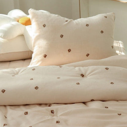 🆕新品上架【梨花娘】💖正韓熱賣🏆特殊特殊超細纖維棉柔軟保暖輕盈熊熊刺繡冬被(3色)🐻💖韓國連線