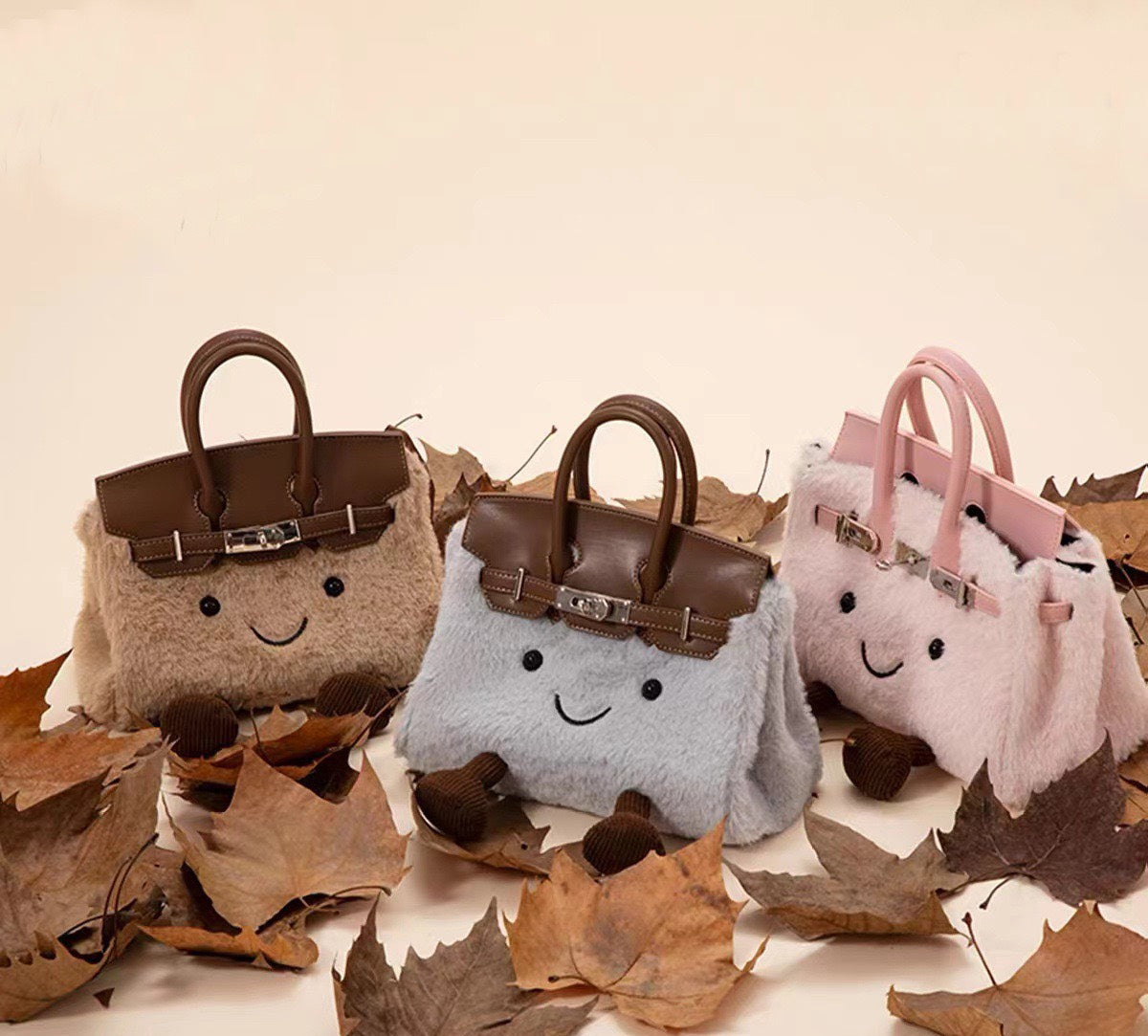 🆕新品上架💖【梨花瑪雅】💕超萌超Q超柔超療癒皮質感毛絨斜跨手提方包💖💖