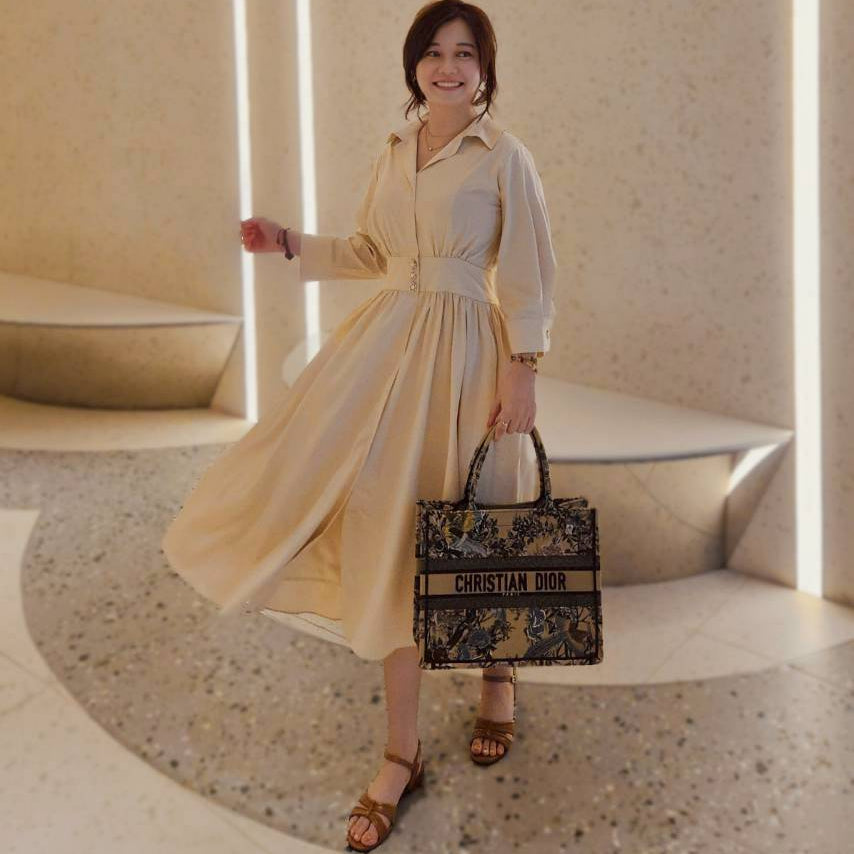 💖新品上架【梨花瑪雅】韓國設計自訂款氣質優雅韓風氣質珍珠釦襯衫垂墜美感傘裙長洋裝