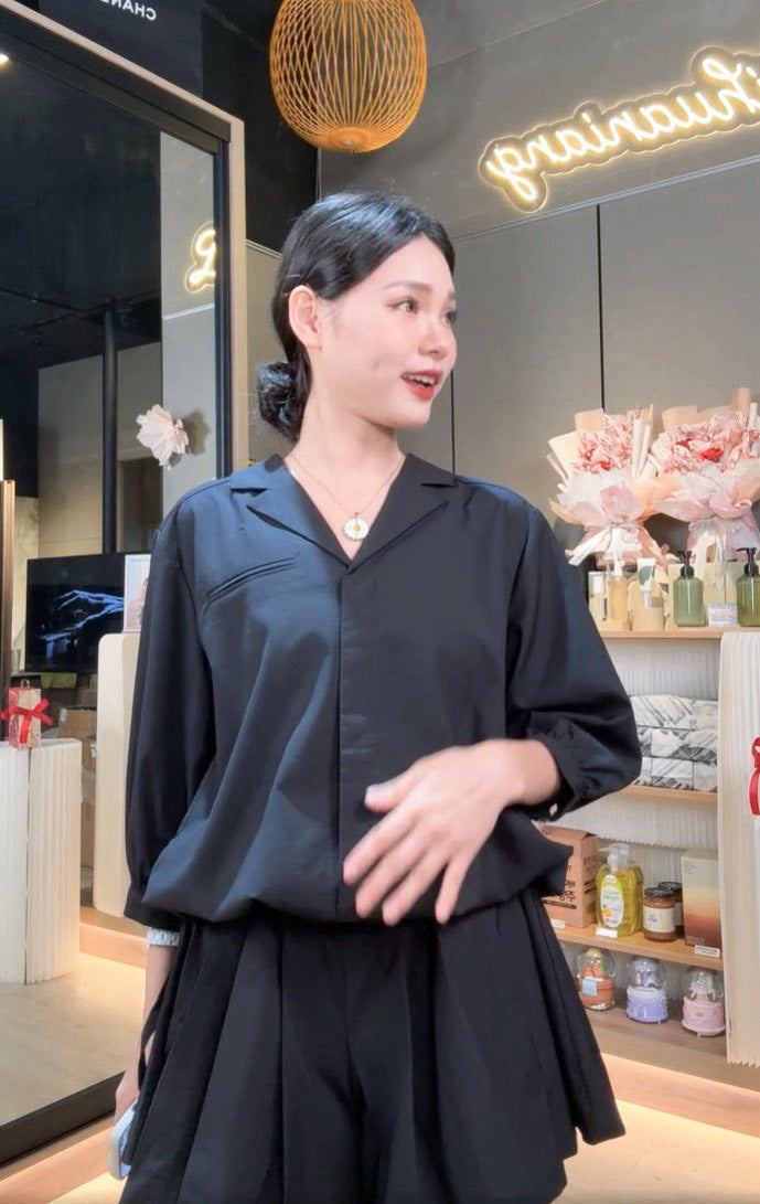 💖新品上架【梨花瑪雅】韓國設計自訂款高級感小眾百摺涼感親膚繫帶連身褲裙(2色)