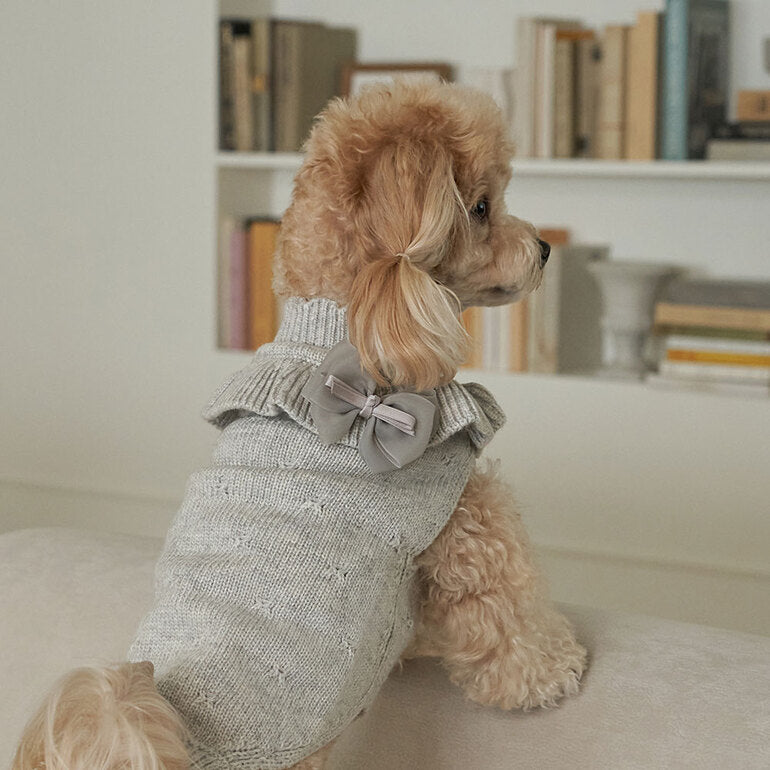 韓國新品上架【梨花娘】🐾BAILEY 🐶秋冬新品 柔軟蝴蝶荷葉邊高領針織寵物服飾(3色)