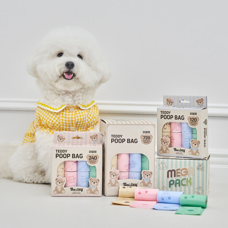 韓國新品上架【梨花娘】🐾BAILEY 🐶小泰迪熱氣球圖案．環保防漏拾便袋 (四款)