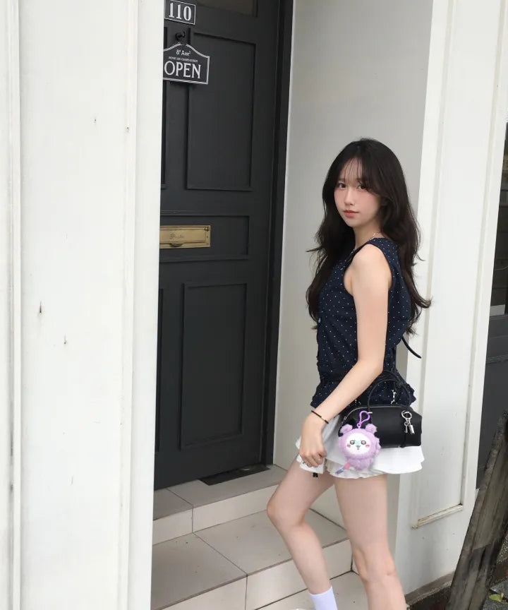 🆕新品上架💖【梨花娘】韓國品牌THE GREEN LAB 法式點點荷葉邊層次上衣+同款小包(2色)