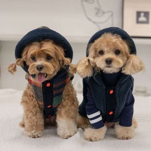 韓國新品上架【梨花娘】🐾BAILEY 🐶秋冬新品 雙面穿搭刺繡logo連帽寵物保暖外套