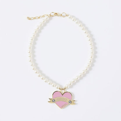 新品上架【梨花娘】💖韓國品牌 PETTISTA｜In My Heart  Swarovski 訂製珍珠寵物水晶項鍊(5色)含專屬客製刻字服務
