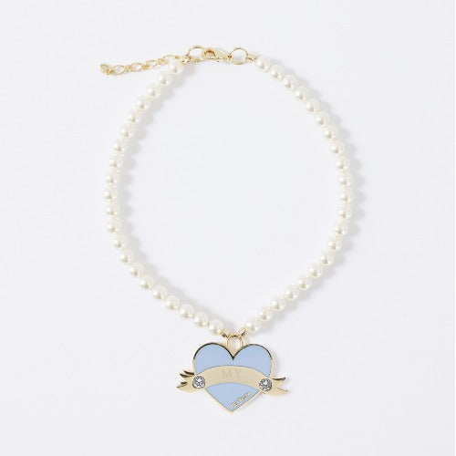 新品上架【梨花娘】💖韓國品牌 PETTISTA｜In My Heart  Swarovski 訂製珍珠寵物水晶項鍊(5色)含專屬客製刻字服務