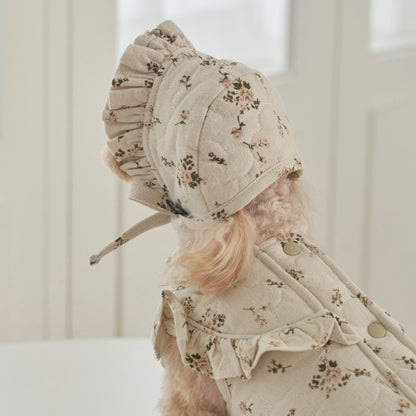 韓國新品上架【梨花娘】🐾BAILEY 🐶秋冬新品 可愛親膚法式花園浪漫小碎花寵物帽(2色)