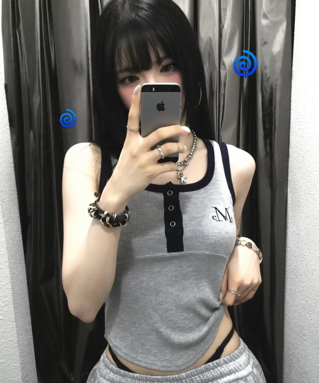 🆕新品上架💖【梨花娘】韓國品牌 Muscent 顯瘦親膚撞色鈕釦短版羅紋刺繡LOGO背心(6色)