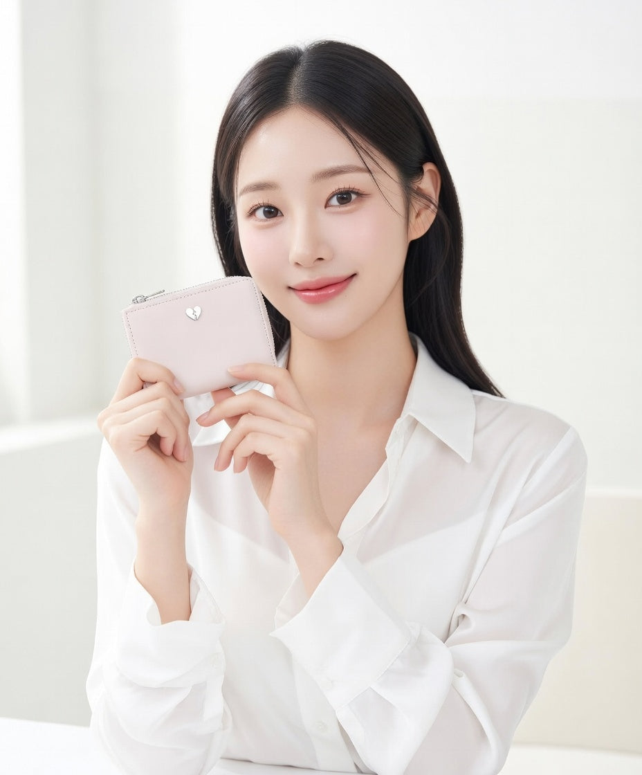 💖韓國暢銷品牌FENNEC🆕新品上架 愛心logo真皮拉鍊D型環耐用三層皮夾(2色)