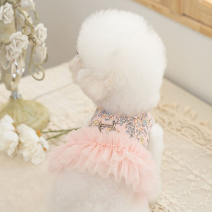 韓國新品上架【梨花娘】🐾BAILEY 🐶秋冬新品 溫柔蕾絲荷葉邊花朵復古可愛寵物服飾(2色)