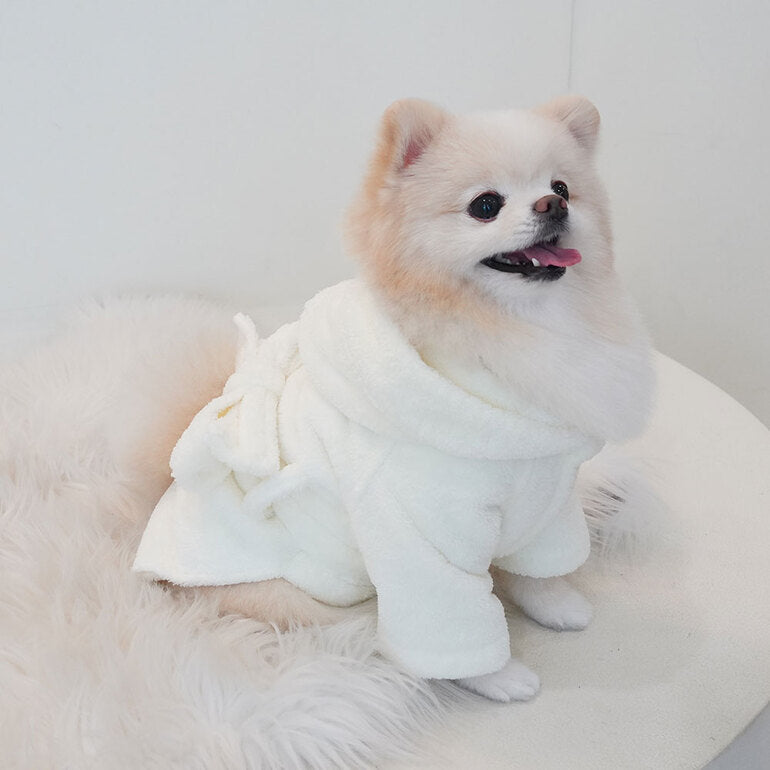 韓國新品上架【梨花娘】🐾BAILEY 🐶秋冬新品 貓犬寵物專用吸水力強前釦連帽浴袍(3色)