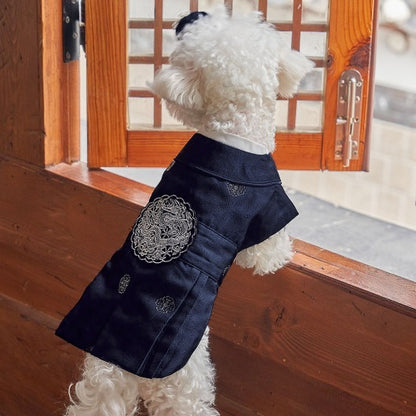 韓國新品上架【梨花娘】🐾BAILEY 🐶秋冬新品 尊貴刺繡皇室龍袍寵物韓服(2色)