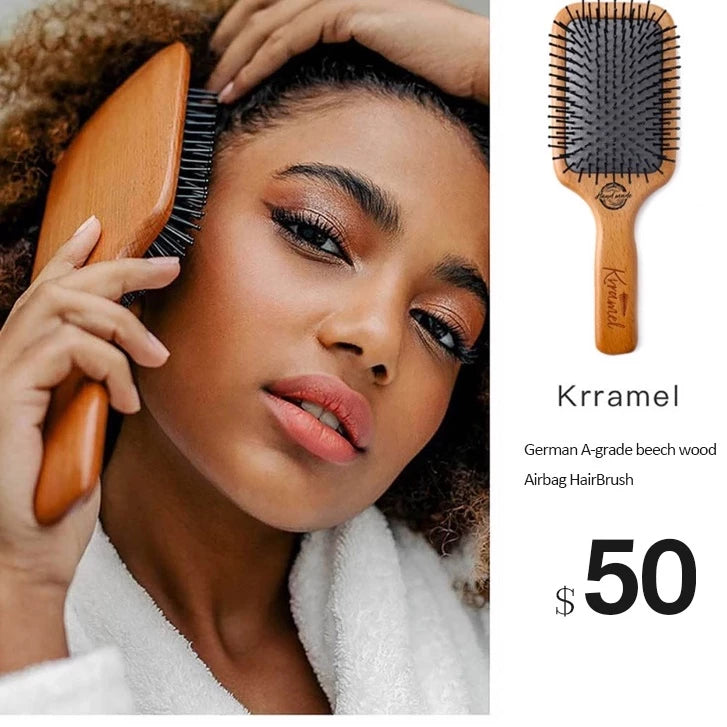 美國krramel木刷槳髮刷按摩梳大號德國A級櫸木禮盒包裝  (現貨+預購)