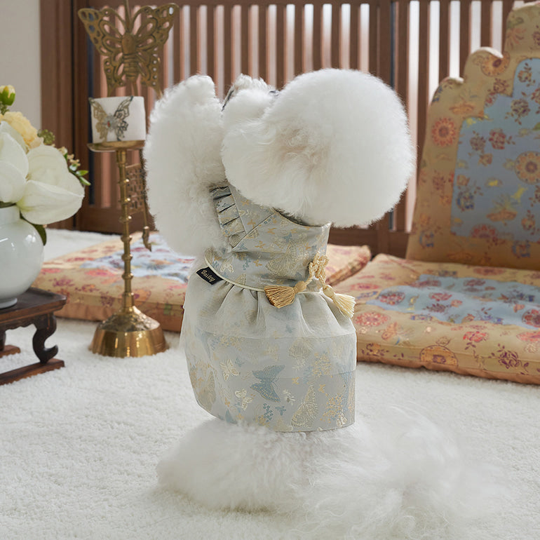 韓國新品上架【梨花娘】🐾BAILEY 🐶秋冬新品 新年編織結掛香包寶貝寵物韓服(2色)