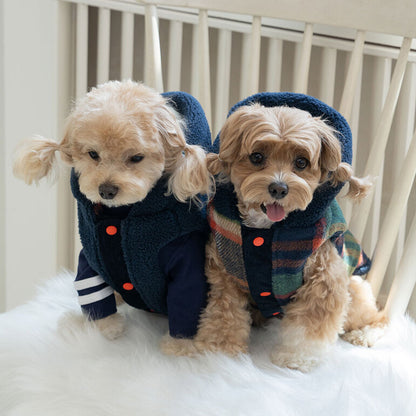 韓國新品上架【梨花娘】🐾BAILEY 🐶秋冬新品 雙面穿搭刺繡logo連帽寵物保暖外套