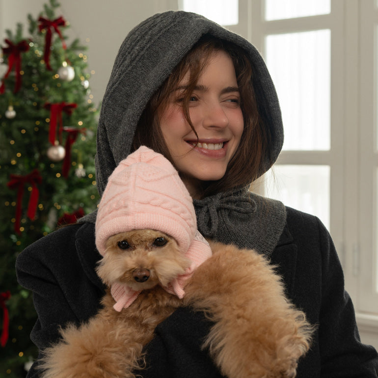 ✈️【梨花娘】韓國BAILEY❄️北歐暖嶼親密主人同款針織鈕釦寵物連帽圍脖(4色)