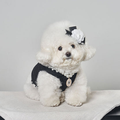 韓國新品上架【梨花娘】🐾BAILEY 🐶秋冬新品 山茶花刺繡方形領口粗花編織保暖針織寵物服飾(2色)