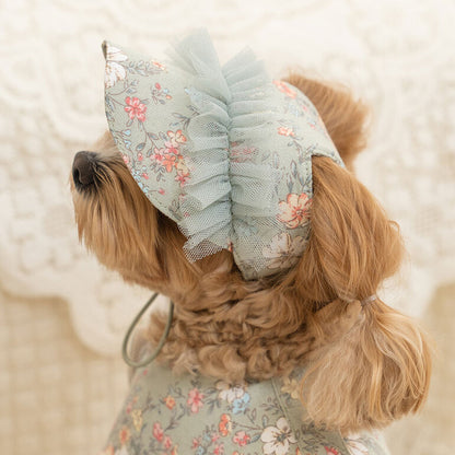 韓國新品上架【梨花娘】🐾BAILEY 🐶秋冬新品 溫柔蕾絲荷葉邊花朵復古可愛寵物服飾(2色)