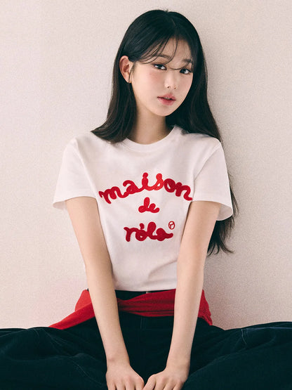 💖韓國暢銷品牌ROLAROLA🆕新品上架 張員瑛同款立體刺繡英文短袖T恤(6色)