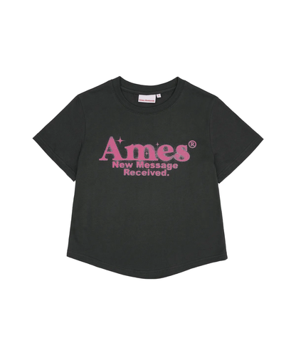 💖韓國暢銷品牌AMES-WORLDWIDE🆕新品上架 美式復古修身圓弧下擺短版 T-shirt(5色)