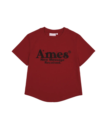 💖韓國暢銷品牌AMES-WORLDWIDE🆕新品上架 美式復古修身圓弧下擺短版 T-shirt(5色)