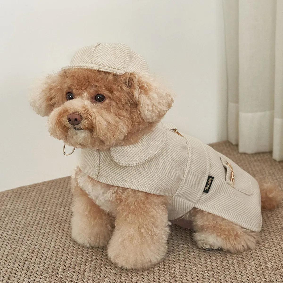 韓國BAILEY💖【梨花娘】秋冬新品上架 英倫風翻領人字紋口袋寵物大衣(2色)