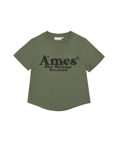 💖韓國暢銷品牌AMES-WORLDWIDE🆕新品上架 美式復古修身圓弧下擺短版 T-shirt(5色)
