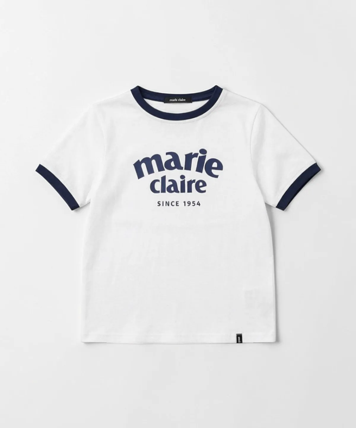 🆕新品上架💖【梨花娘】韓國品牌Marie Claire 學院風弧形 Logo 撞色滾邊短袖上衣(6色)