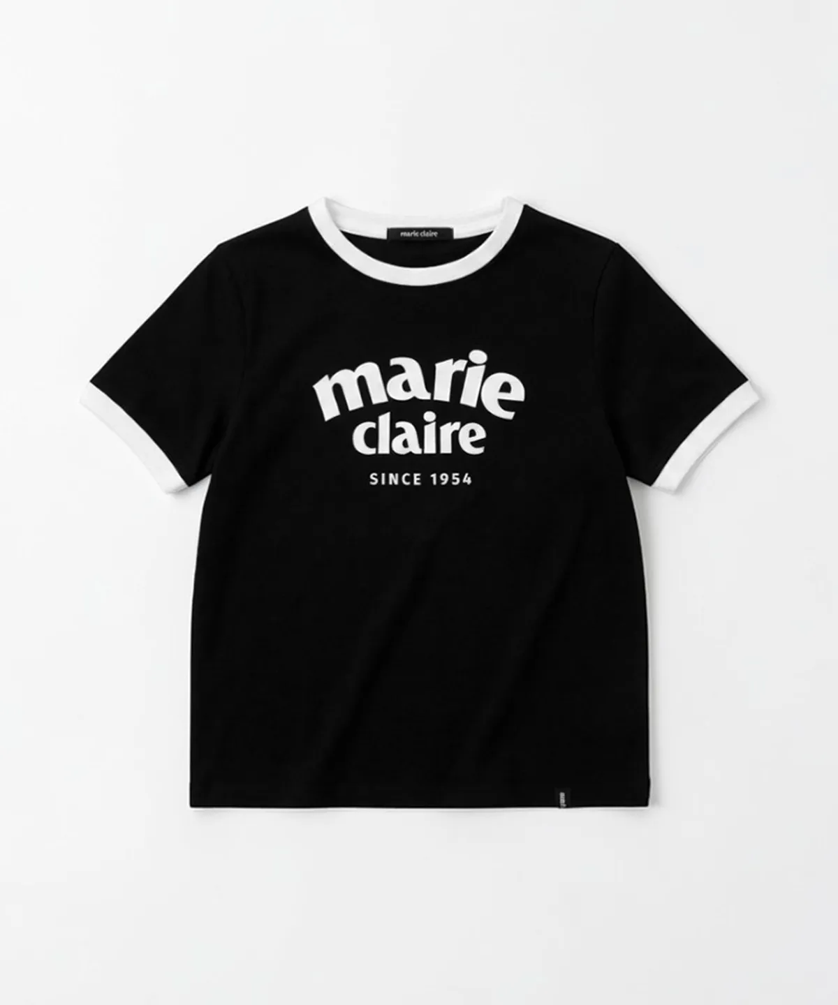 🆕新品上架💖【梨花娘】韓國品牌Marie Claire 學院風弧形 Logo 撞色滾邊短袖上衣(6色)