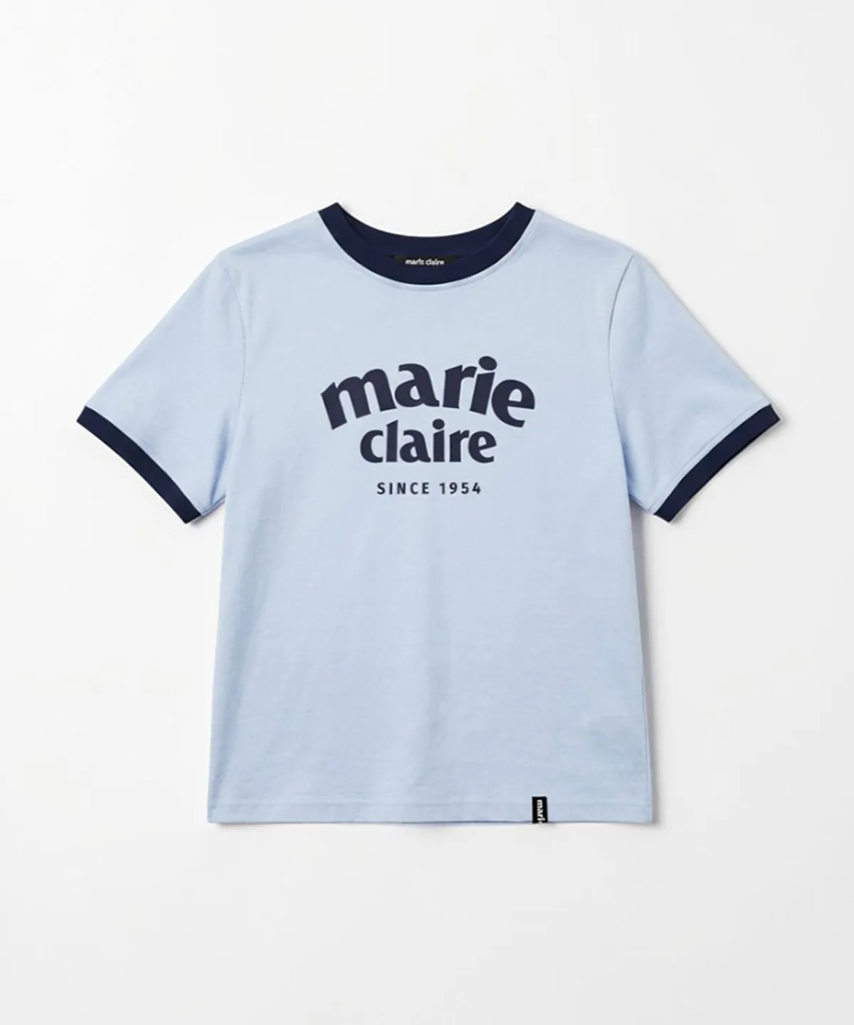 🆕新品上架💖【梨花娘】韓國品牌Marie Claire 學院風弧形 Logo 撞色滾邊短袖上衣(6色)