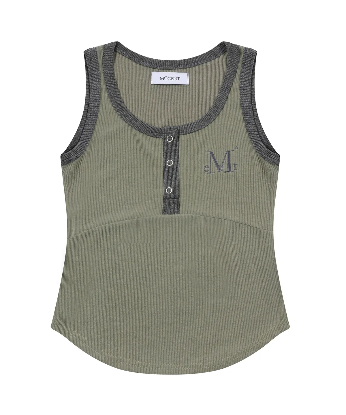 🆕新品上架💖【梨花娘】韓國品牌 Muscent 顯瘦親膚撞色鈕釦短版羅紋刺繡LOGO背心(6色)