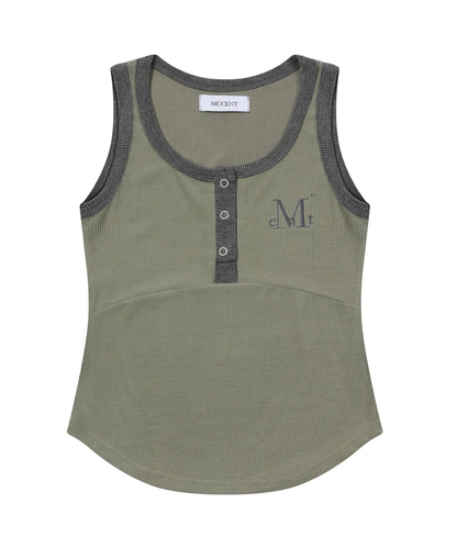 🆕新品上架💖【梨花娘】韓國品牌 Muscent 顯瘦親膚撞色鈕釦短版羅紋刺繡LOGO背心(6色)
