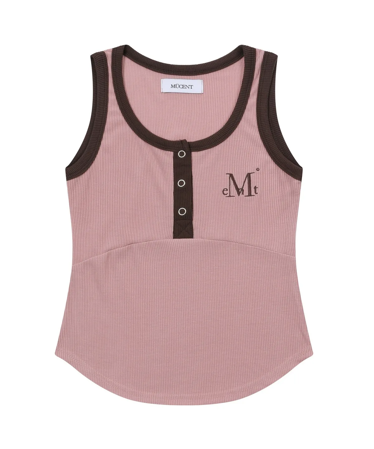 🆕新品上架💖【梨花娘】韓國品牌 Muscent 顯瘦親膚撞色鈕釦短版羅紋刺繡LOGO背心(6色)