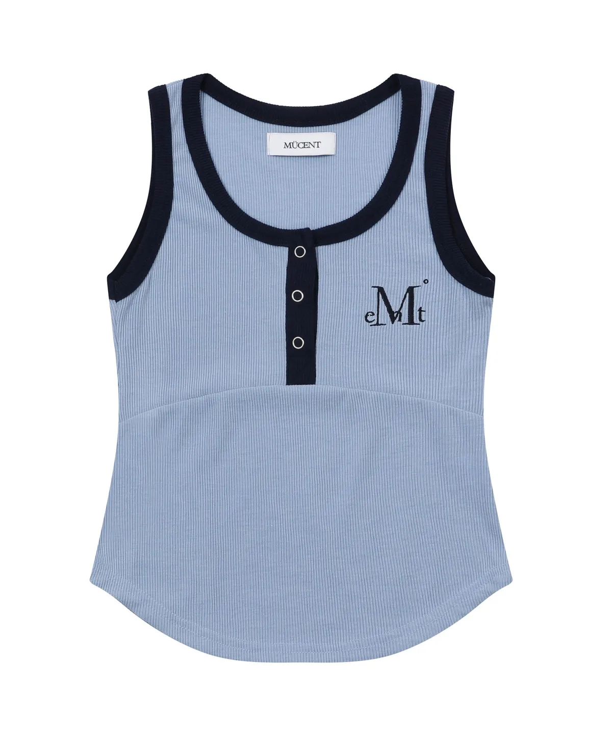 🆕新品上架💖【梨花娘】韓國品牌 Muscent 顯瘦親膚撞色鈕釦短版羅紋刺繡LOGO背心(6色)
