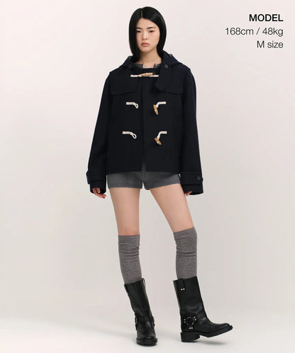 🆕新品上架💖【梨花娘】 韓國品牌무신사 韓韶禧代言熱賣款🔥經典羊毛牛角釦連帽外套(3色)🏆韓國連線