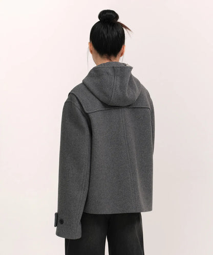 🆕新品上架💖【梨花娘】 韓國品牌무신사 韓韶禧代言熱賣款🔥經典羊毛牛角釦連帽外套(3色)🏆韓國連線