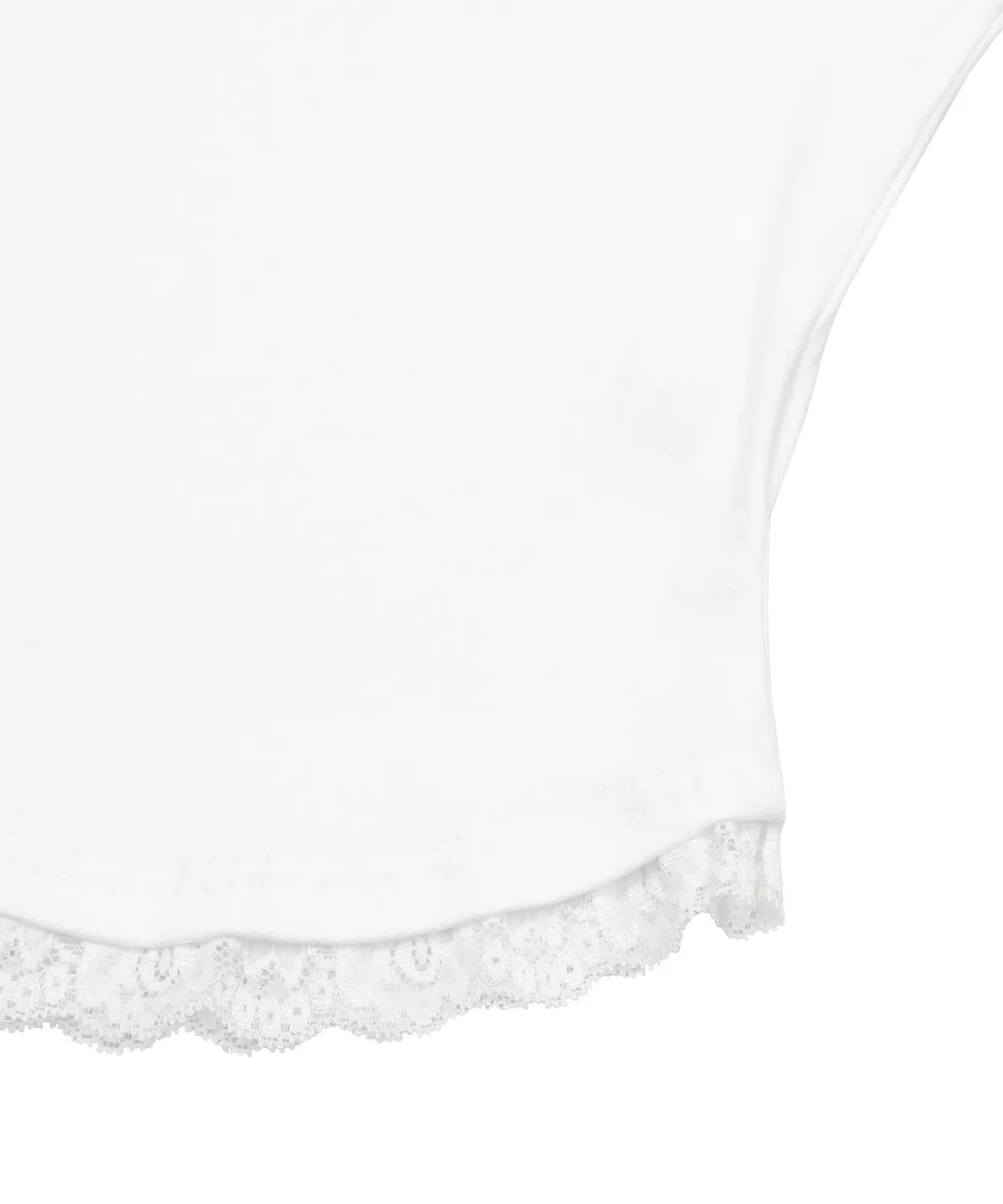 🆕新品上架 💖韓國暢銷品牌MÜCENT V領蕾絲刺繡LOGO修身圓弧下擺短版 T-shirt(3色)