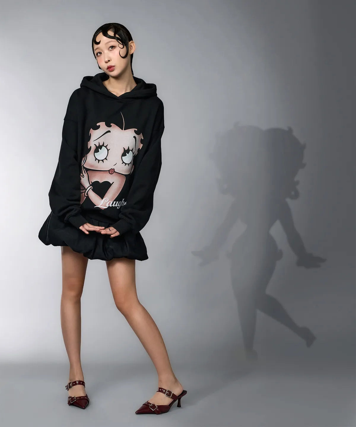 💜新品上架【梨花娘】💖韓國熱賣 Betty Boop 女王圖像連帽上衣(M~XL)