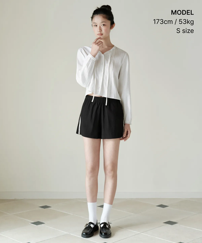 🆕新品上架【梨花娘】韓國Musinsa 💕韓韶禧同款💖極簡美學垂直紋理棉質細褶襯衫(3色)