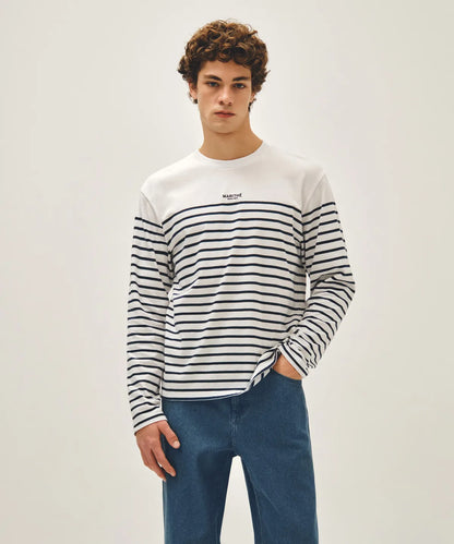 💕法國品牌MARITHÉ + FRANҪOIS GIRBAUD🆕新品上架  愛情怎麼翻譯高允貞穿搭情侶款條紋棉質長袖T恤(3色)