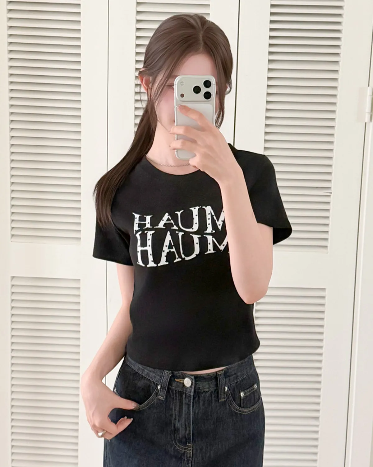 🆕新品上架【梨花娘】💗 韓國 MUAH MUAH 甜酷顯瘦！愛心刺繡柔膚短版修身棉質T恤(4色)