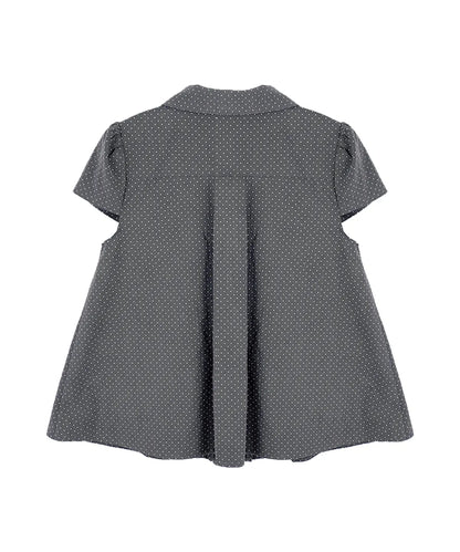 💖韓國暢銷品牌HIGH SCHOOL DISCO🆕新品上架 灰色復古圓點公主袖傘擺襯衫